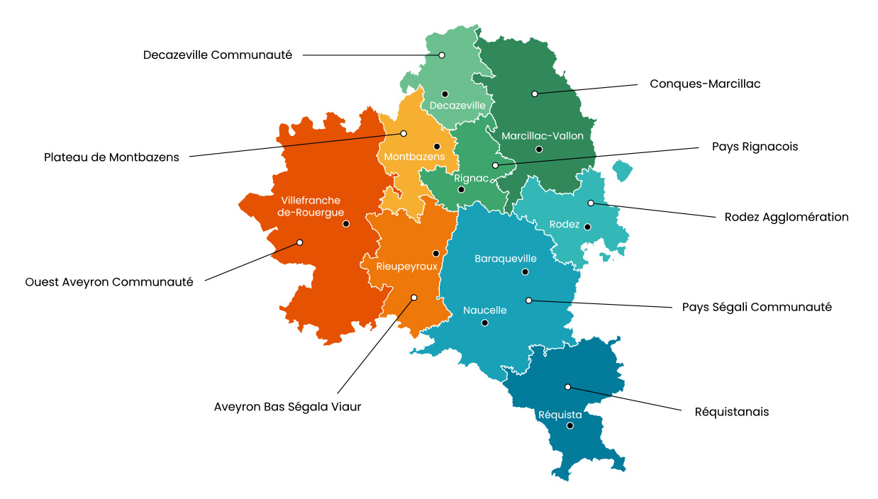 Carte du PETR Centre Ouest Aveyron